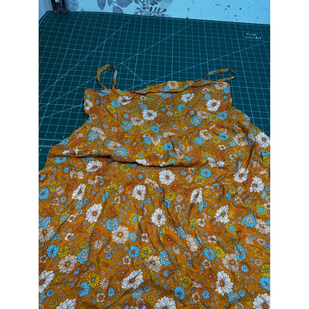 Pink Lily Orange Floral Tiered Maxi Dress Womens 3XL Sleeveless Boho Summer